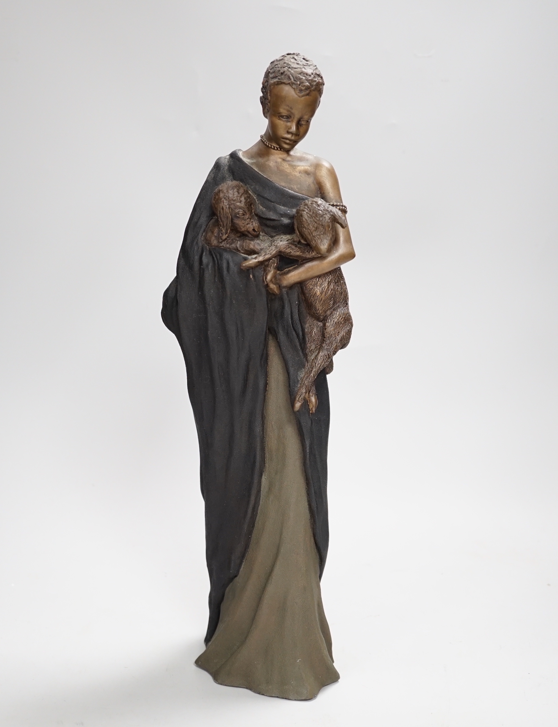 Stacy Baynes, limited edition bronzed resin Masai figure, 